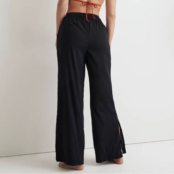 NWT Madewell Drawstring Wide-Leg Cover Up Pants True Black Women Size S - Picture 2 of 16